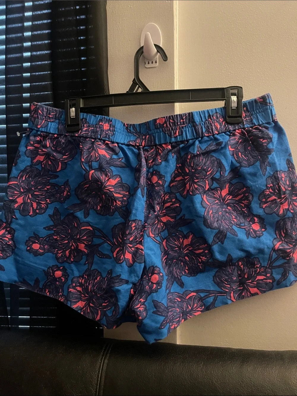 J Crew Women’s Elastic-Waist Linen Blend Shorts in Blue & Pink Size 10 NWOT